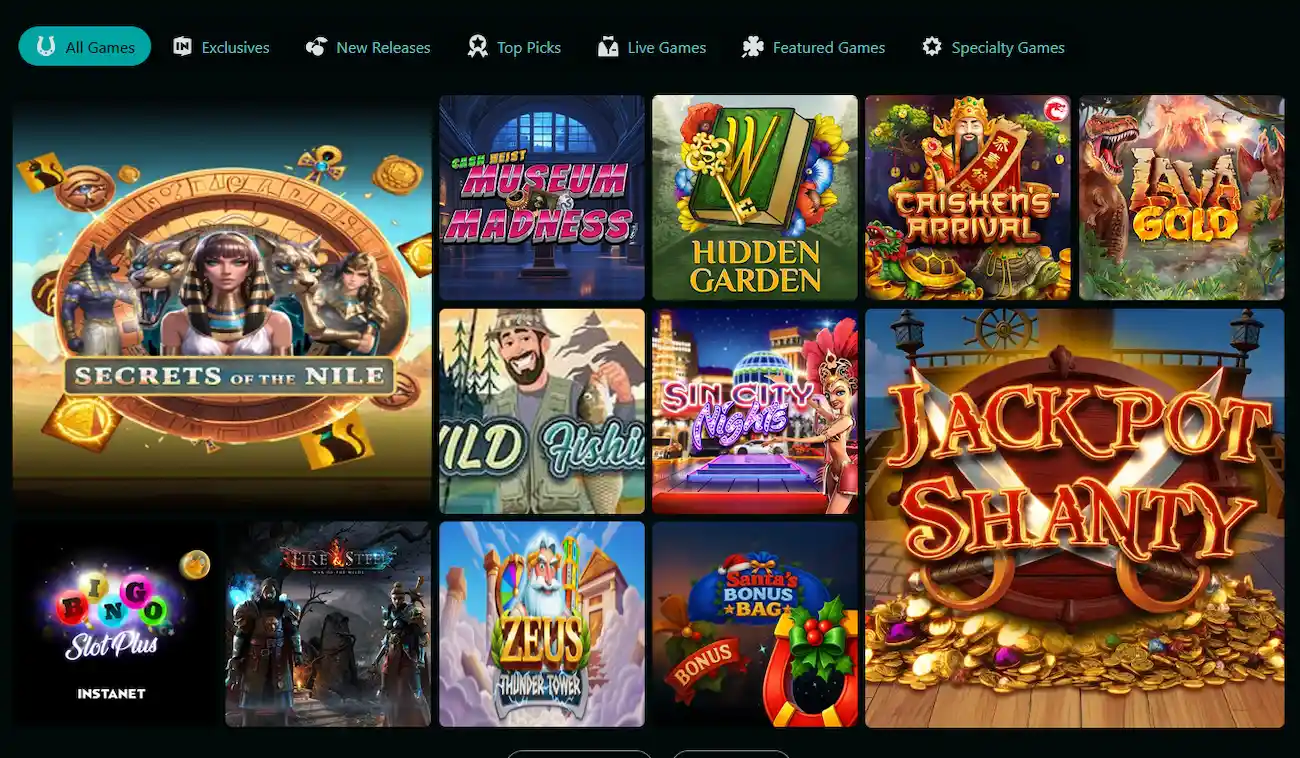 TrueFortune pokies and video slots grid with popular titles